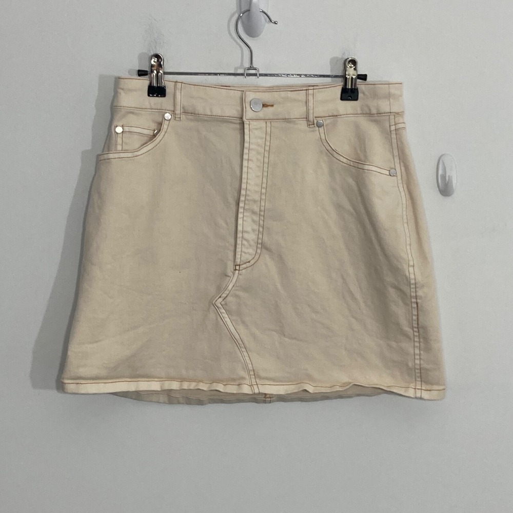 Anthropologie Pilcro Womens Skirt Size 6 Cream Denim Mini Light Academia